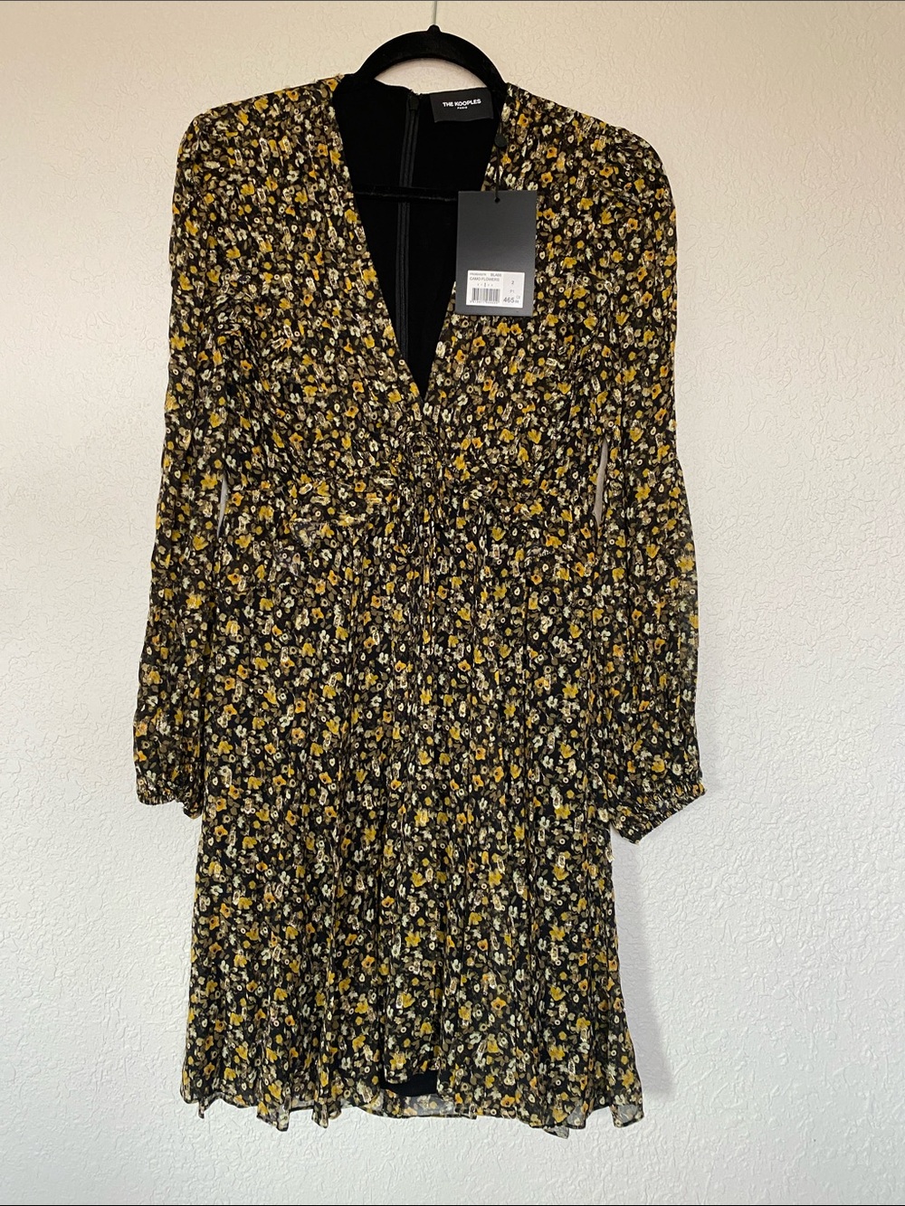 The Kooples Camo Floral V-Neck Long Sleeve Dress